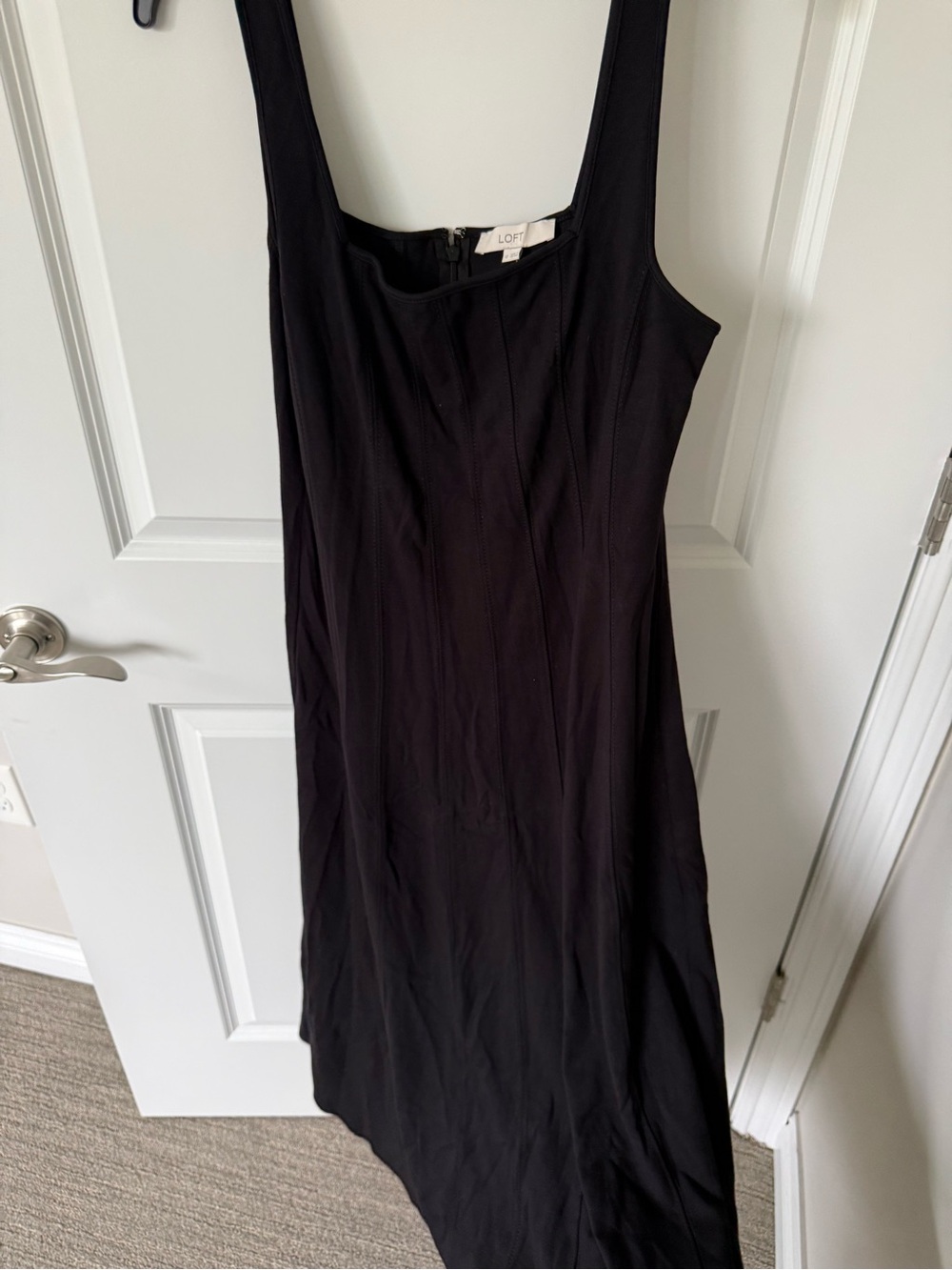 Loft Square Neck Seamed Ponte Midi Dress Size 10 New